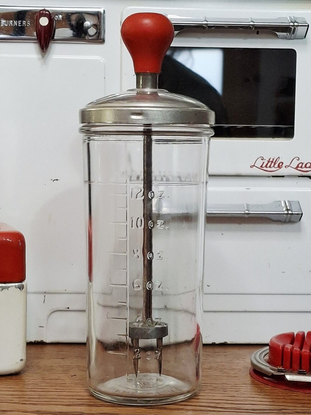 Vintage Red Hazel Atlas Ice Chipper Cocktail Mixer Kitchen Collectible USA